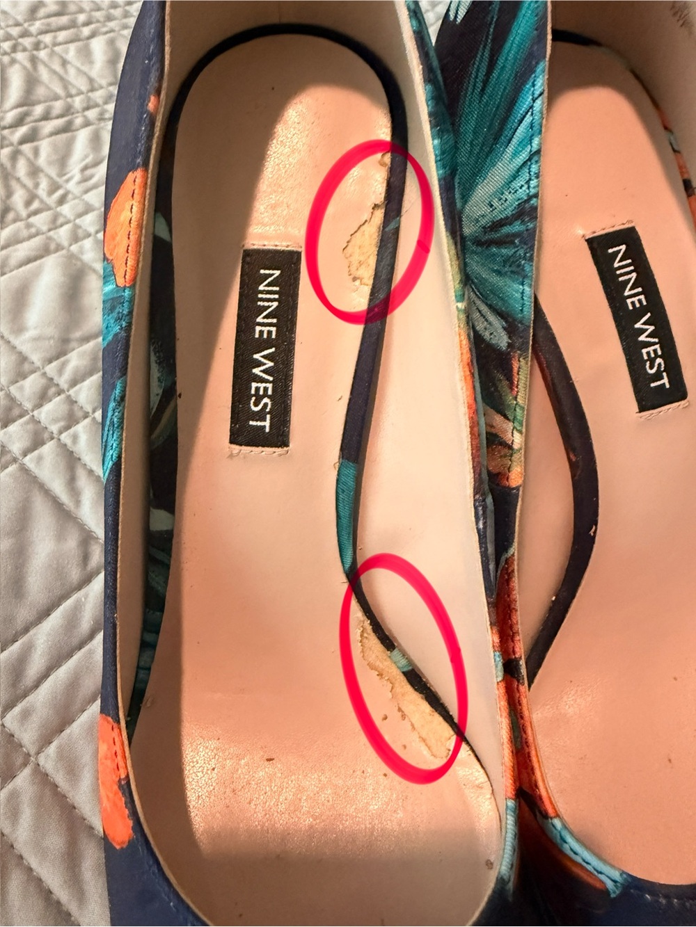 Nine West Navy Floral Pointed-Toe Pumps with Orange Accents - Picture 8 of 9
